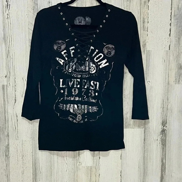Affliction Birds of Prey Lace Up Top Size Medium - Picture 2 of 5